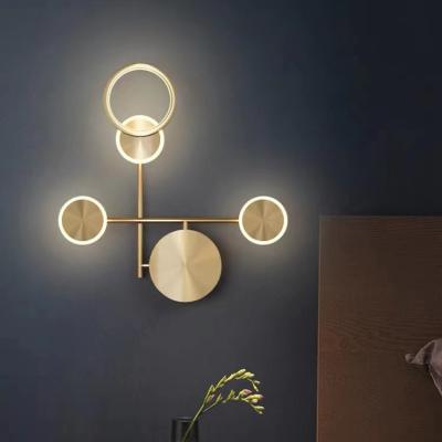 China Modern Hot Selling Wall Lamp LED Wall Lamp Luxury Gold Round Decoration Light Modern Bedroom Bedside Indoor Wall Lamp for sale