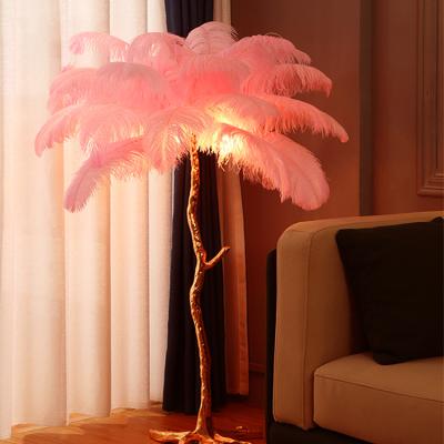 China Custom Mid Century High Quality Luxury Design Decorative Lighting For Home Hotel Ostrid Feather Tree LED Floor Lamp for sale