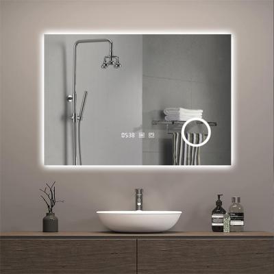 China Magnifying High Quality Led Smart Mirror With Speaker Bathroom Hotel Shower Full Wall Hanging Rectangle Modern Fitted for sale