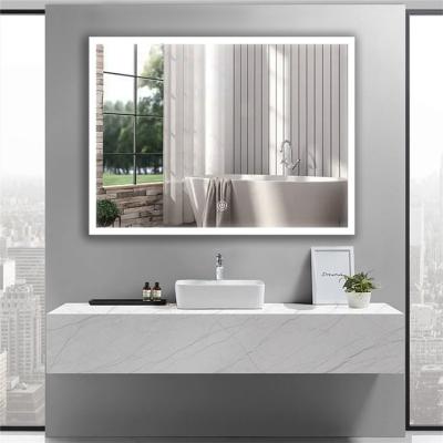 China New Factory Style Wall Mounted Touch Screen Smart Living Bath Hotel Enlarging Rectangle Led Light Smart Mirror for sale