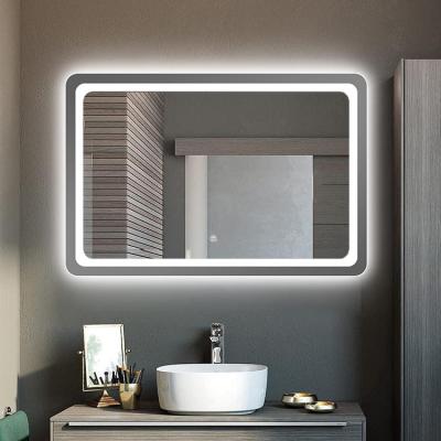 China Luxury Home Magnifying Lighted Smart Mirror Android Led Modern Bathroom Light Mirror Wall Hanging Lighted Rectangle for sale