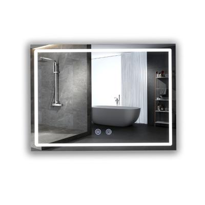 China Frameless Touch Screen Light Smart Glass Three Led Mirror Wall Light Backlit Backlit Bathroom Mirror for sale