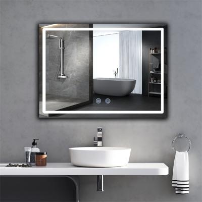 China Modern Luxury Magnifying Bath Mirrors Anti Fog Bathroom Vanity LED Illuminated Wall Mounted Lighted Smart Mirror Wall Hanging for sale