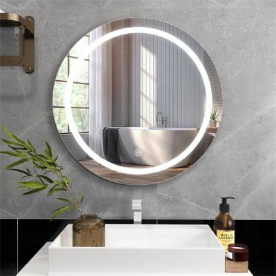 China Modern Living Room Smart Magnifying Anti Fog Touch Screen Lighted Hanging Framed Bathroom Led Round Wall Mirror for sale