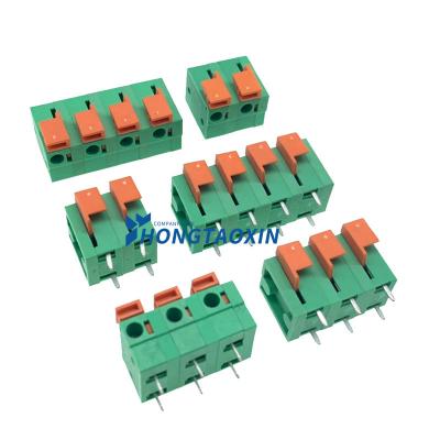 China PA66 V-0 Spring Terminal 142V 142R Block Electrical Socket Fixed For PCB 7.62mm Ptich 180 Degree for sale