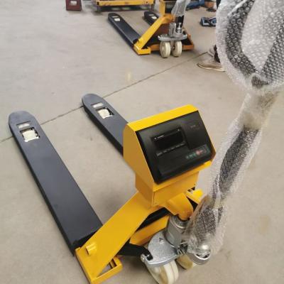 China Manual Forklift Hand Lift 2500kg Hand Pallet Truck With Weigh Scale for sale