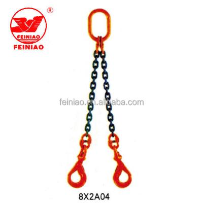 China Transmission Chain Eye Sling Hook With Latch , Self Locking Lifting Chain Hook Rigging Sling for sale