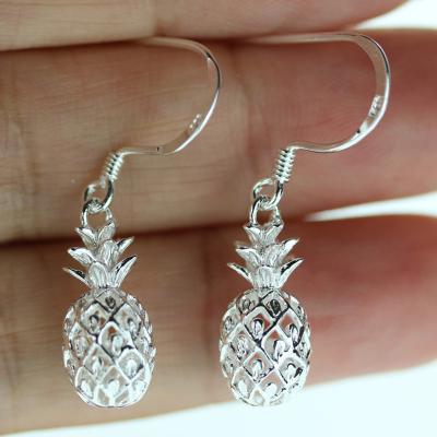 China Sterling Silver Jewelry Bulk Hawaiian Hawaiian Jewelry Pineapple Hook Earrings 925 Sterling Silver Earrings Rhodium Plated for sale