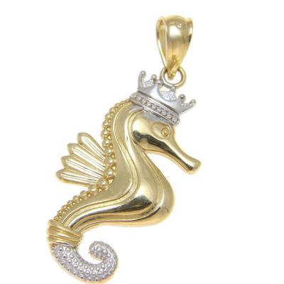 China Yellow Gold Color Hawaiian Jewelry Crown Seahorse Charm Hawaiian Pendants for sale