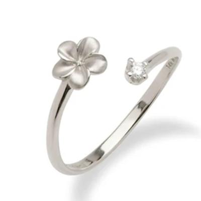 China Top Selling CLASSIC 14K Rose Gold Hawaiian Design Plumeria Flowers Rings Diamonds CZ Bulk Hawaiian Jewelry for sale