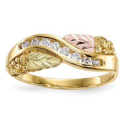 China Hawaiian Ring 10K Diamond Flower Leaf Band Ring Gold Plated Jewelry Plumeria Customized Hawaii Style Women's Jewelry for sale