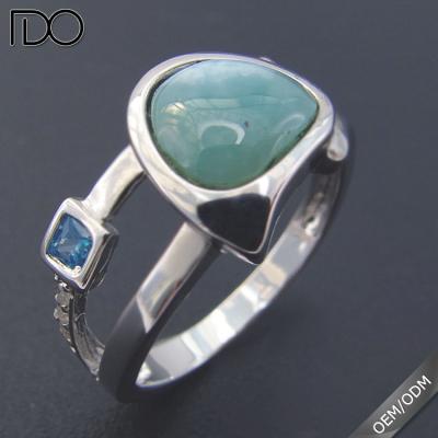 China Fashion strong / friendly new design silber larimar rings 925 with stone for sale