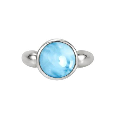 China CLASSIC Larimar Rings from Dominican Republic Natural Larimar Stone Jewelry for sale