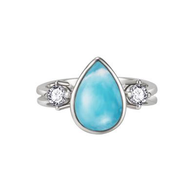 China Strong/friendly professional ring manufacturer supply 925 larimar fancy china silver bezel ring for woman larimar ring for women for sale