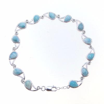 China 2016 Silver Shape Natural Larimar Bracelets For Women 925 Sterling Silver Larimar Jewelry DR032559B-13.64g for sale