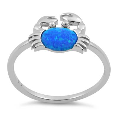 China 925 Strong/Friendly Silver Sea Animals Crab Fire Blue Australian Opal Wedding Rings For Women Jewelry for sale