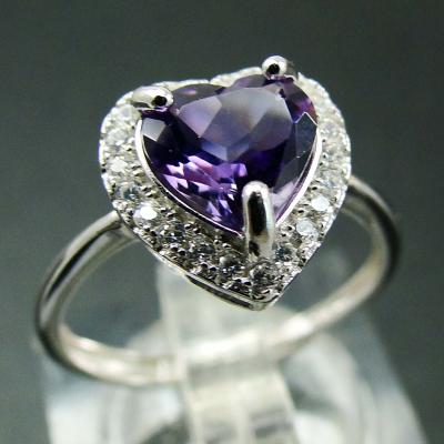 China Solid 925 CLASSICS Silver Synthetic Amethyst CZ and Engagement Ring Birthstone Gemstone Fine Jewelry by D.C.A. CZ for sale