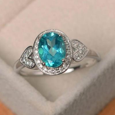 China Anniversary Wholesale 925 Sterling Silver Pave Diamond CZ Jewelry Paraiba Tourmaline Ring for sale