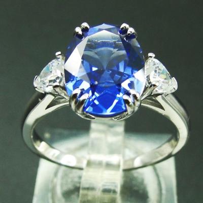 China FASHIONABLE Oval Blue Silver Tanzanite and Diamond Engagement Ring 925 Tanzanite Jewelry for sale