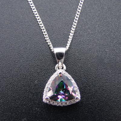 China Trendy Trillion Cut Mystique Silver Synthetic Topaz Charms Pendant 925 Gemstone Jewelry for sale