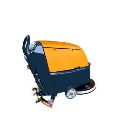 China Industries: Hotels High Quality Walk Behind Washer Scrubber Battery Power Scrubbing Manual Floor Scrubber Cleaning Machine for sale