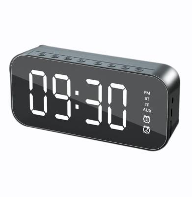 China Portable Blue Wireless Alarm Clock Mirror Tooth OEM Stereo Sound Loud Loudspeaker For Smart Phone for sale