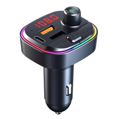 China 5V 3.1A Dual Type C Palladium QC3.0 Fast Car Charger Wireless Fast Charger C13 BT FM Transmitter LED MP3 Player Mini for sale