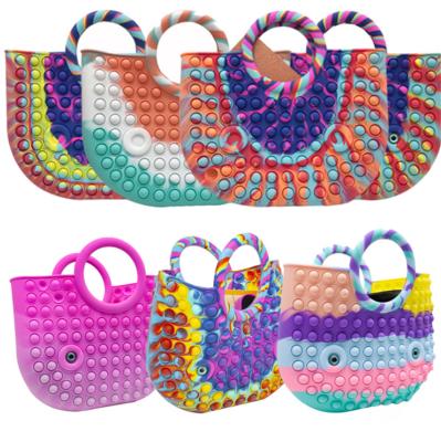 China Amazon Silicone Popit Bubble Busy Person Shopping Handbags Ladies Handled Casual Tote Bags for sale