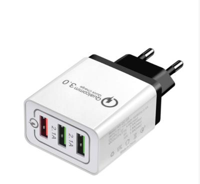 China EU USA UK Hot Selling Port 5V 2.4A QC3.0 Triple Quick Plug Wall Charger Fast Charging Multi Function Safe and Fast Adapter for sale