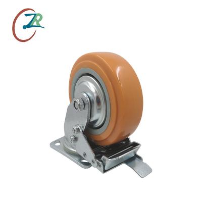 China 4 5 6 8 Inch Swivel PU Wheel Rigid Heavy Duty Locking Caster Wheels With Brake for sale