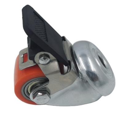 China Swivel With Brake 35mm Low Profile High Load 100KG Small Ball Bearing Bolt Hole Caster PU Wheels for sale