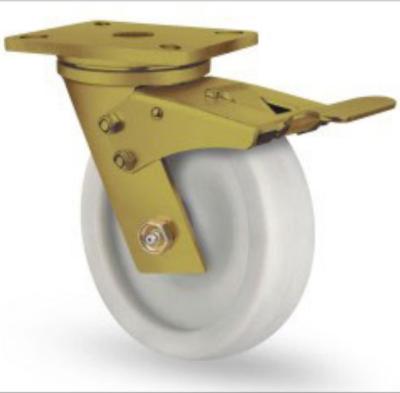 China 5 6 High Load 400/600/800KGS 8 Inch PA Nylon Swivel Wheel European Type Rigid Industrial Casters With Brake for sale