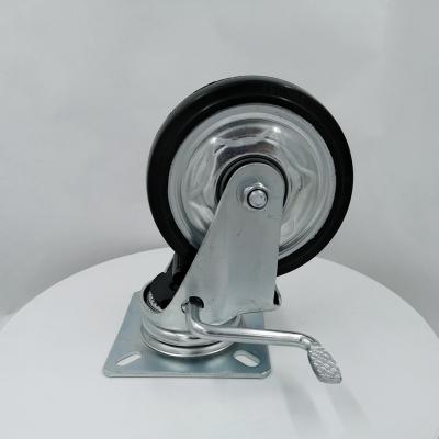 China 150mm Rigid Japanese Style Heavy Duty Nylon Casters Japan Style 6 Inch Rubber Wheels With Brake for sale