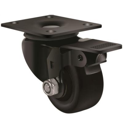 China Low Profile 1.5 2 Inch Small Black Furniture Caster Durable PU PP Low Profile Nylon Caster Wheels For Sofa for sale