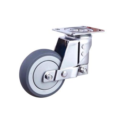 China High Quality Qingdao Spring Loaded Shock Absorbing Caster 4 Inch Fixed/Swivel Flat Non Slip Spring Loaded TPR Wheel Caster Wheel 100mm for sale