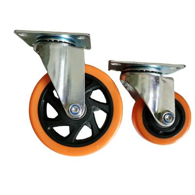 China Rigid 3 4 5 Inch Medium Duty Washing Machine Used Yellow PVC Plastic Caster Locking Caster Wheels for sale