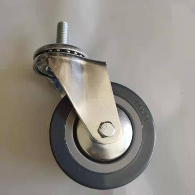 China ZR Rigid 2 2.5 3 4 Thread Stem Length 25mm Gray Rubber PVC Caster Wheel Wheel 5IN M10 M12 for sale