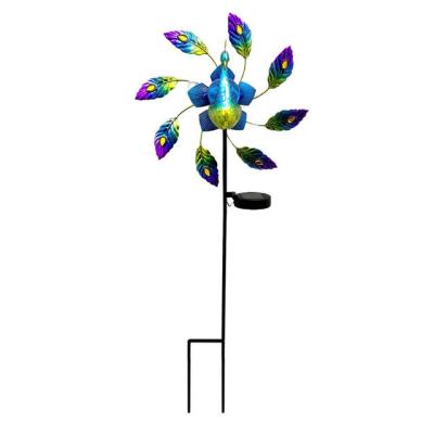 China Modern Solar Windmill Lamp Iron Peacock Waterproof Night Light for Christmas Day Garden Decorative for sale