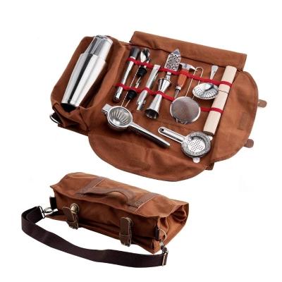 China Viable Bar Bartender Carrying Kit Bag Creative Bartender Canvas Tool Bag Suitable for Cocktail Shaker Set for sale