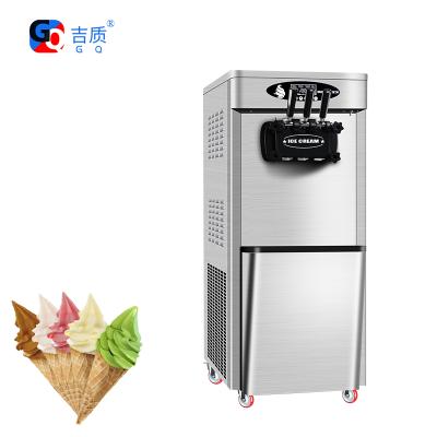 China Snack Factory GQ-618SDB Commercial Three Flavors Soft Ice Cream Machine With 18-20L Homemade Ice Cream Rolls Maker for sale