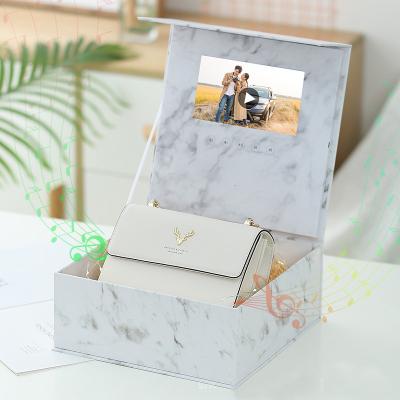 China Marble Recyclable Creative Flip Family Birthday Party Wedding Paper Box Valentine's Day Gift Box 7 Inch Visual Box for sale