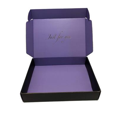 China Recycled Materials Corrugated Bubble Paper Printed Logo Custom Announcement Boxes Packaging Purple Subscription Announcement Box With Insert for sale