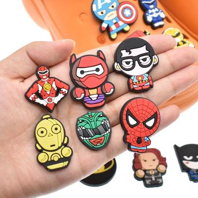 China Clog Charm PVC Croc Shoe Charms Fit For Kids Cartoon Superhero Croc Shoe Charms for sale