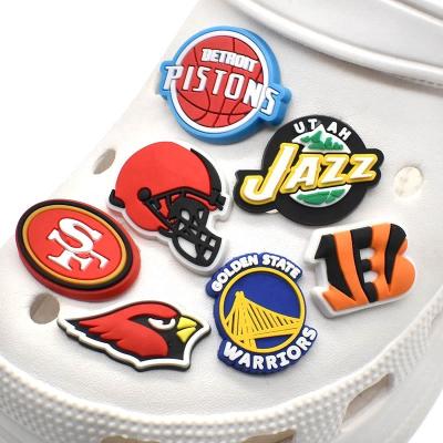 China Wholesale PVC Clog Charm Charms Nfl Football Sports Team Steeler Redskins Rogue Baseball Team Logo Charm For Ball Lover for sale