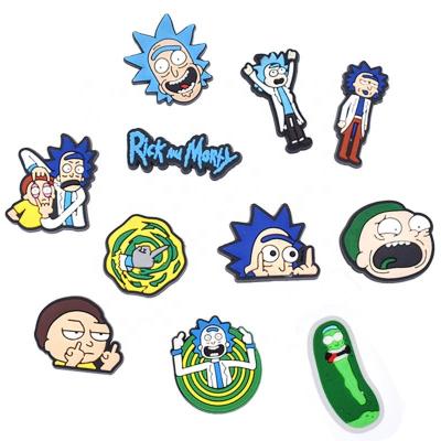 China Hoop Charm Wholesale PVC Croc Shoe Rick Charms And Morty Cartoon Anime Croc Shoe Charms Soft Charms Gift For Kid for sale