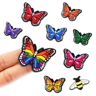 China Wholesale Clog Charm PVC Croc Shoe Charms Colorful Butterfly Decoration Shoe Charms For Croc for sale