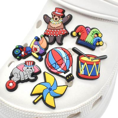 China Hoop Charm Wholesale Croc Shoe Charms Circus Troupe PVC Croc Charms Cute Cartoon Clowns As Gift For Kid for sale