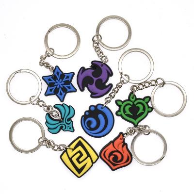 China Popular Cartoon Wholesale Genshin Impact Game PVC Metal Key Chain Anime Characters Cartoon Key Charm Rings for sale