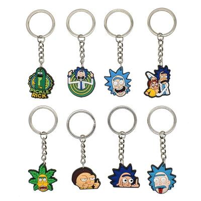 China Cartoon PVC Anime Rick and Morty POP Key Chain Action Number Toy Rick and Morty Rubber Key Chain for sale