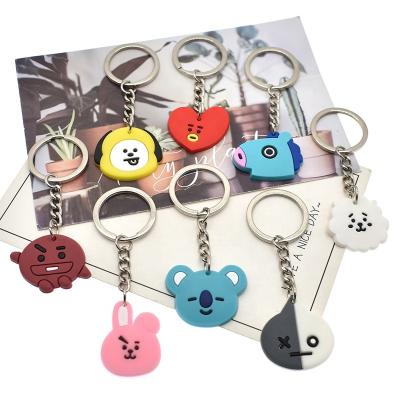 China Cute cartoon PVC kawaii cartoon character keychain key chains ring kpop men group youth league key chain for sale